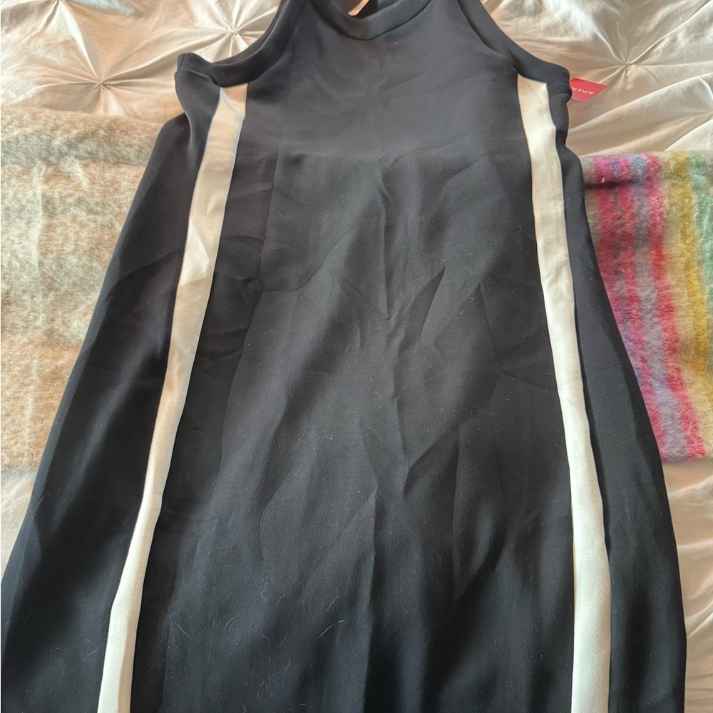 NWT SPANX Air Essentials Black and White Midi Dress